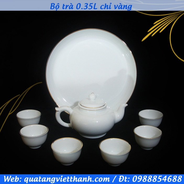 Bộ trà 0.35L chỉ vàng