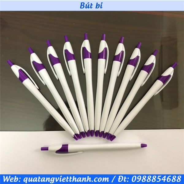 Bút bi 521 trắng - tím