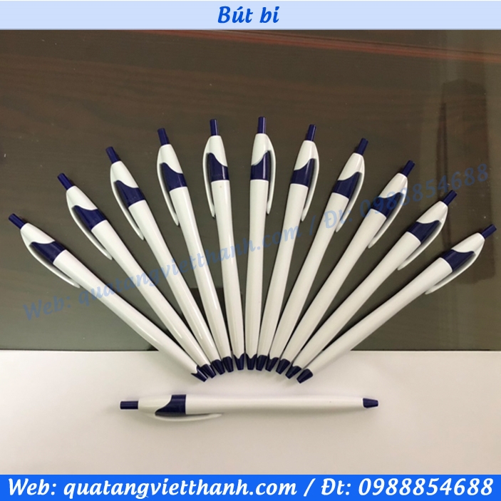 Bút bi 521 trắng - xanh tím
