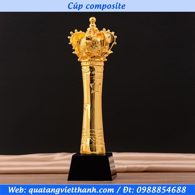 Cúp pha lê + composite vương miện (mẫu 001)