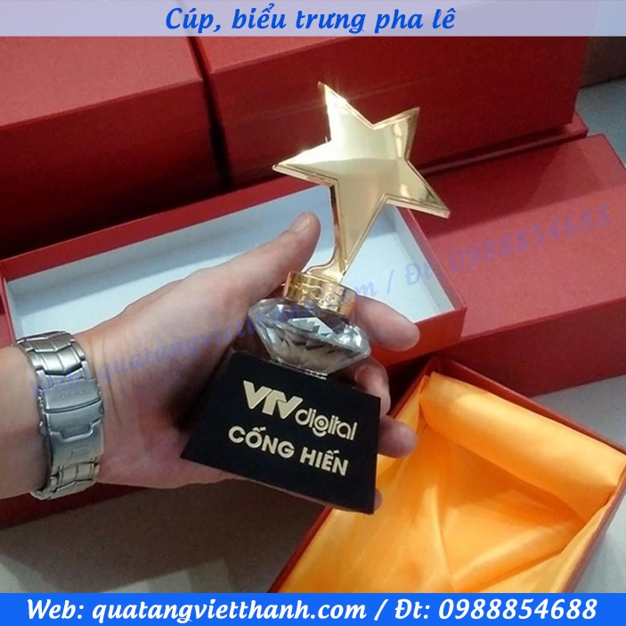 Cúp sao đơn đệm kim cương đế đen