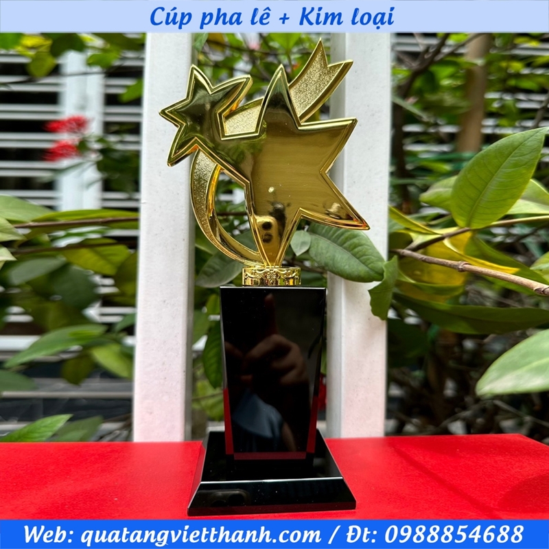 Cúp pha lê sao dải lụa